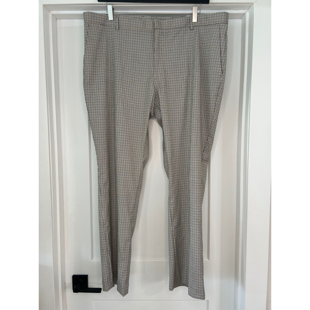 NEW Tommy Hilfiger‎ TH Flex Tate Dress Pants 42x30 Tan Mix Houndstooth Luxury